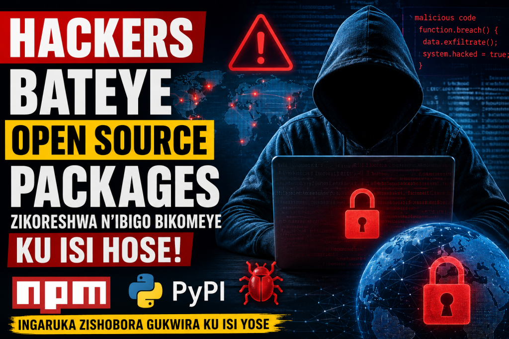 Hackers bateye amagana ya Open Source packages kuri npm na PyPI, ibintu bishobora kugira ingaruka ku bigo bikomeye by’ikoranabuhanga n’abakoresha software ku Isi hose.